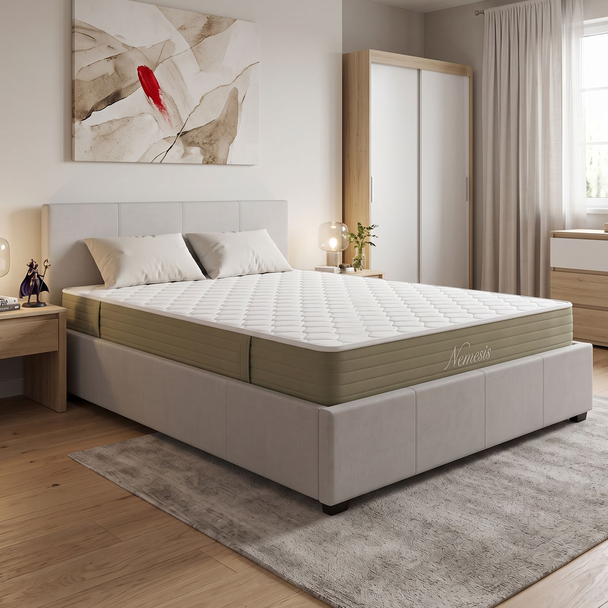 product_pako_200-001766 Κρεβάτι με στρώμα και αποθηκευτικό χώρο Norse-Nemesis ύφασμα εκρού 160x200εκ - Image 1