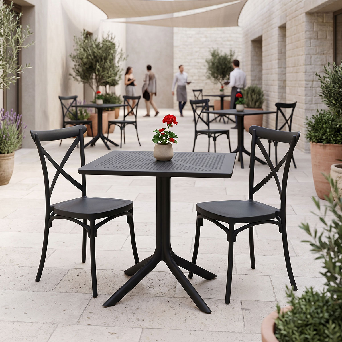 product_pako_200-001841 Τραπεζαρία Crossie Groovy σετ 3τεμ ανθρακί PP 80x80x74εκ - Image 1