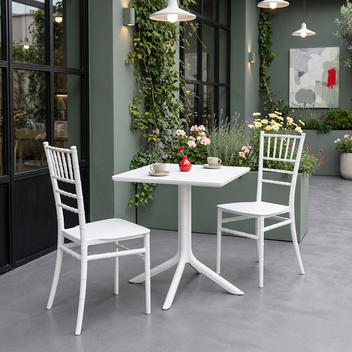 product_pako_200-001850 Τραπεζαρία Groovy Tifany I σετ 3τεμ λευκό PP 60x60x76εκ - Image 1