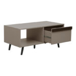 Τραπέζι σαλονιού Nectra taupe με μαύρο 100x50x45εκ - Image 2