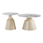 Τραπέζια σαλονιού Sculpt σετ 2τεμ μέταλλο cappuccino- sintered stone λευκό μαρμάρου - Image 3