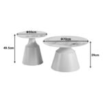 Τραπέζια σαλονιού Sculpt σετ 2τεμ μέταλλο cappuccino- sintered stone λευκό μαρμάρου - Image 4