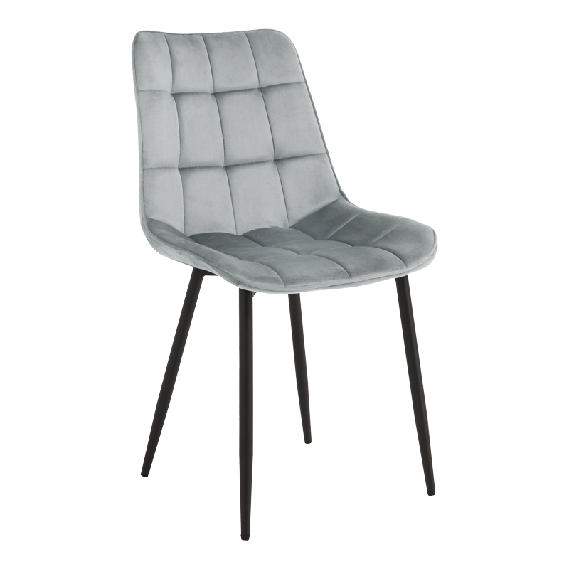 product_pako_327-000079 Καρέκλα Berne γκρι βελούδο με μαύρο μεταλλικό πόδι 53x57x87εκ (Σετ 4 τεμαχίων) - Image 1