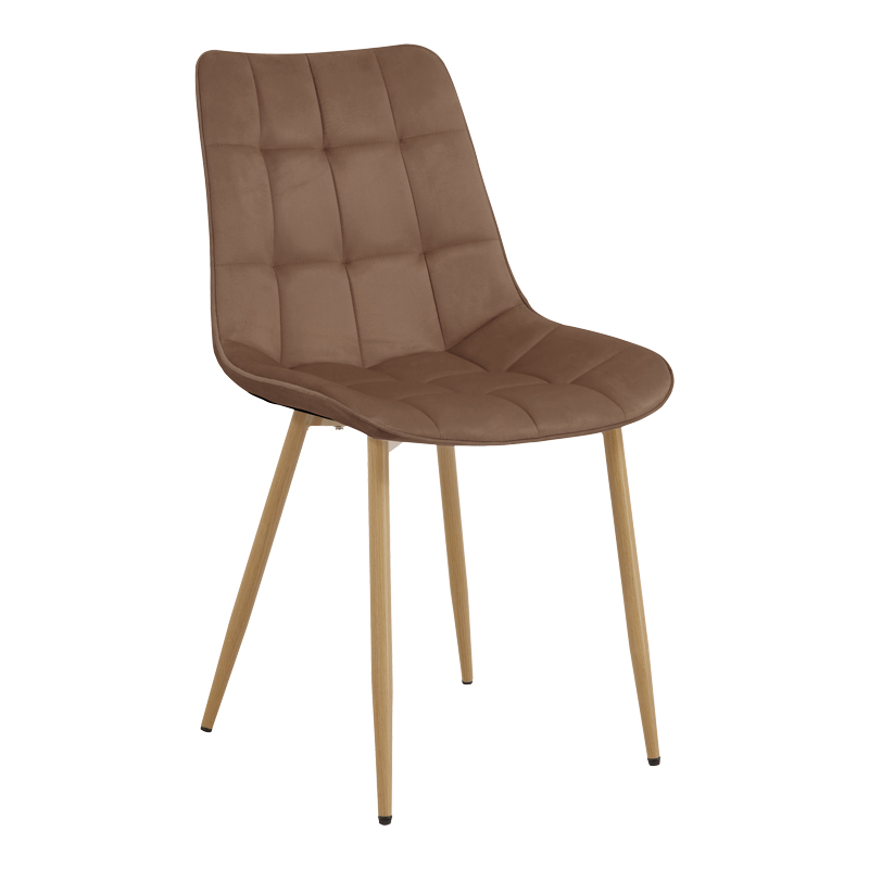 product_pako_327-000081 Καρέκλα Berne καφέ βελούδο με μεταλλικό πόδι σε φυσική απόχρωση 53x57x87εκ (Σετ 4 τεμαχίων) - Image 1