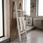 Σκάλα Morjeve teak ξύλο σε white wash απόχρωση 45x6x150εκ