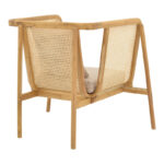 Πολυθρόνα Jenta teak ξύλο με rattan σε φυσική απόχρωση και μπεζ μαξιλάρι 72x67x92εκ - Image 2