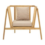 Πολυθρόνα Jenta teak ξύλο με rattan σε φυσική απόχρωση και μπεζ μαξιλάρι 72x67x92εκ - Image 4