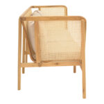 Καναπές τριθέσιος Jenta teak ξύλο με rattan σε φυσική απόχρωση και μπεζ μαξιλάρι 203x67x92εκ - Image 3
