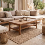Τραπέζι σαλονιού Louf καρυδί teak ξύλο 120x70x40εκ