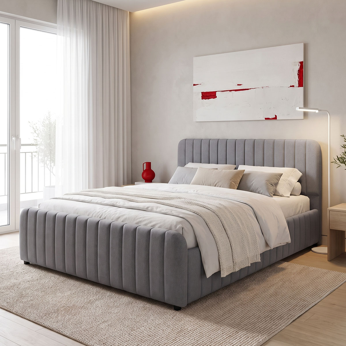 product_pako_388-000034 Κρεβάτι Myrelia ύφασμα γκρι 150x200εκ - Image 1