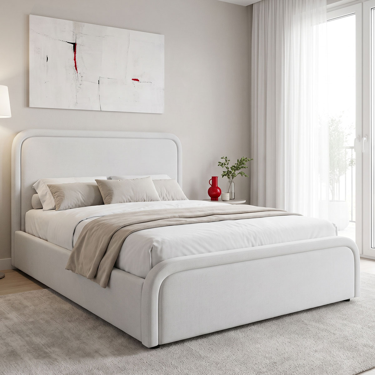 product_pako_388-000035 Κρεβάτι ημίδιπλο Bendy με αποθηκευτικό χώρο γκρι μπεζ ύφασμα 120x200εκ - Image 1