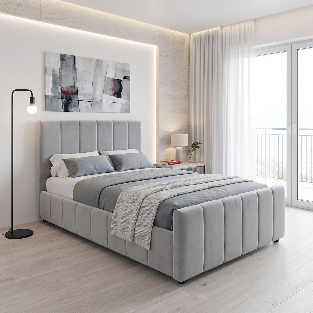 product_pako_388-000045 Κρεβάτι μονό Doulia ανθρακί βελούδο 100x200εκ - Image 1