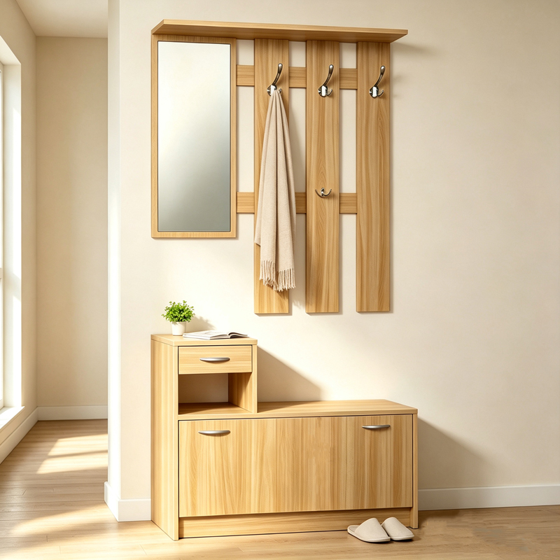 product_pako_431-000002 Έπιπλο εισόδου Jentia με καθρέπτη sonoma MDF 100x24x186εκ - Image 1