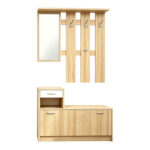 Έπιπλο εισόδου Jentia με καθρέπτη sonoma με λευκό MDF 100x24x186εκ - Image 3