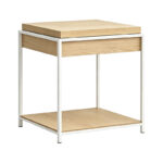 Βοηθητικό τραπέζι Odar με αποθηκευτικό χώρο sonoma MDF με λευκό μέταλλο 51x51x60εκ - Image 2